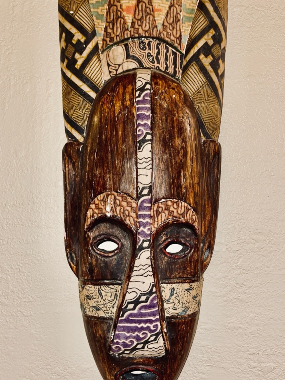 Rare Hand Carved Vintage Wooden African Mask Tribal Wall Art